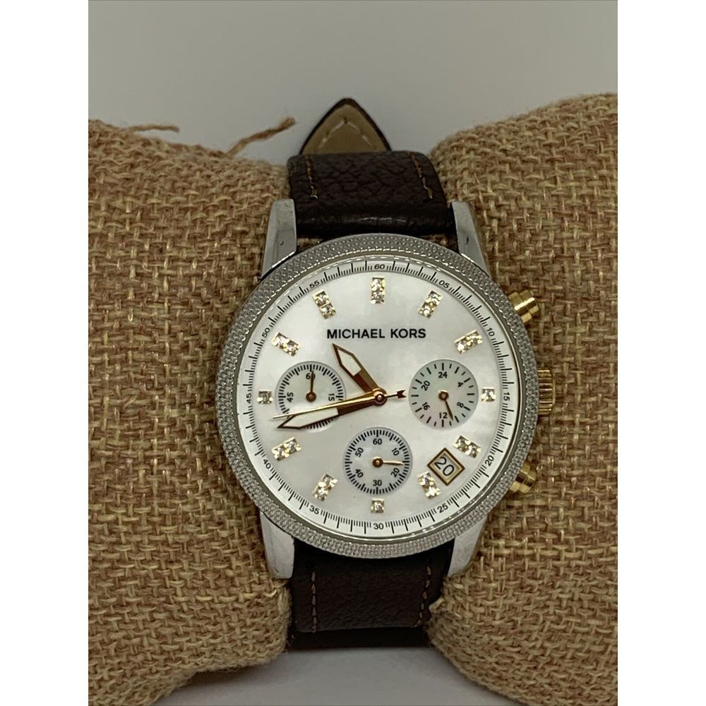Michael Kors Jet Set MK5057 Women Brown Leather Analog Dial Quartz Watch WFH203 - Picture 2 of 11
